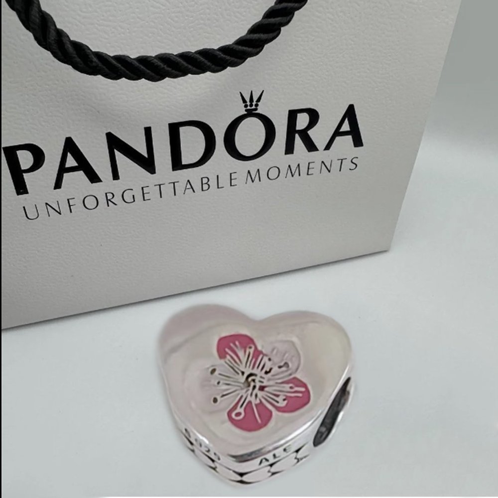 Pandora Limited Edition Hawaiian Flower Heart Charm Bead S925 Silver with box